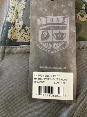 Men's Official LIONS NOT SHEEP Cement Hybrid workout Short Size 3XL