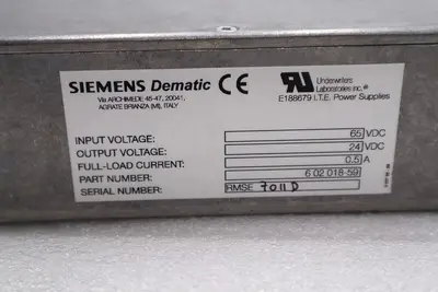 SIEMENS DEMATIC POWER SUPPLIES TRANSFORMER  #L-374