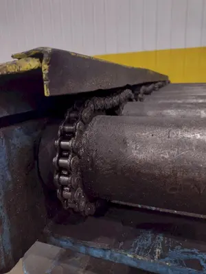 20,000 LBS X 54" X 36" BRANER HYDRAULIC COIL CAR UPENDER WITH POWER FEED CONVEYOR: YOBRO #25238