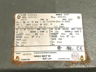 Used NIDEC MOTOR CORPORATION DD01 A.C. Motors | Maverick Industrial Sales #1109287
