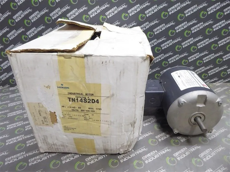 1/4 HP Emerson TN14S2D4 Electric Motor 48 Frame 208-230/460V 1725 RPM New