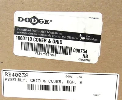 NEW DODGE 006754 COVER & GRID ASSEMBLY 1060T10