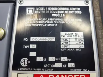 USED SQUARE D MODEL 6