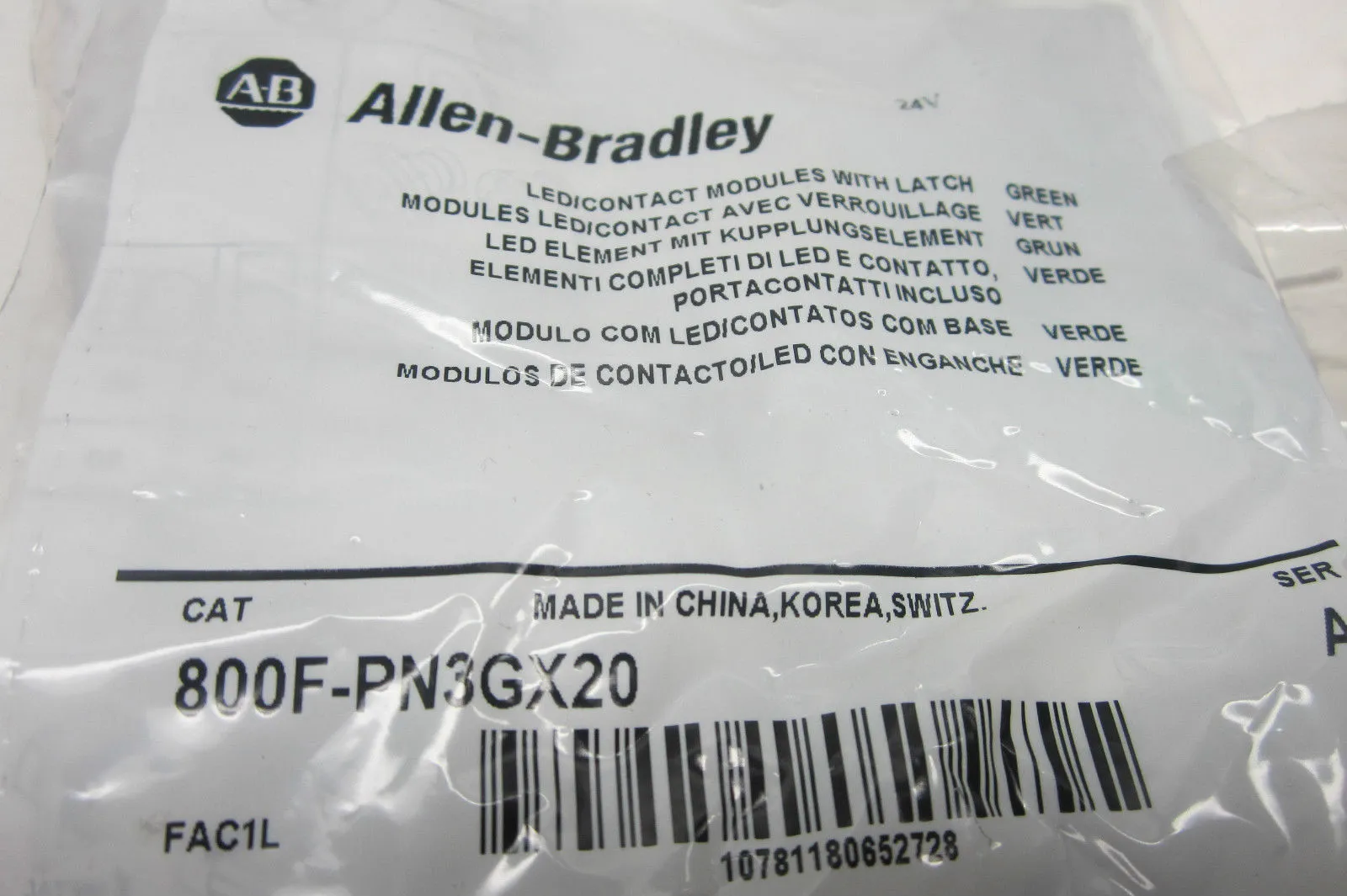 NEW ALLEN BRADLEY 800F-PN3GX20 CONTACT MODULE W/LATCH 800FPN3GX20