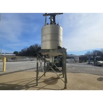 Used 750 Gallon Stainless Steel Liquid Tank and Support Stand