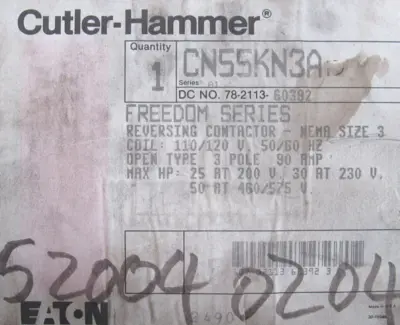 NEW CUTLER HAMMER CN55KN3A REVERSING CONTACTOR SIZE 3
