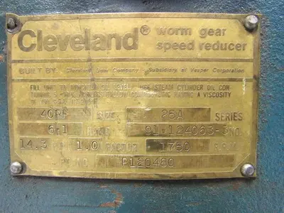 Cleveland P120480 Fan Cooled Speed Reducer 40RF 25A 6-1 Ratio 14.3HP 1750 RPM