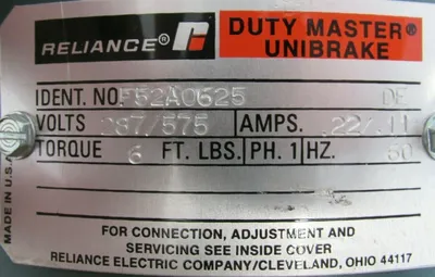 NEW RELIANCE ELECTRIC F52A0625 MOTOR BRAKE