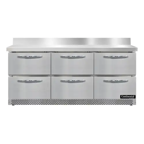 Continental SW72NBS-FB-D 72" Worktop Refrigerator W/ (3) Sections, 115v