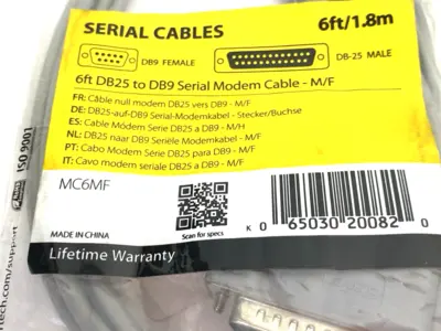 New | in-Stock StarTech Serial Modem Cable DB25 to DB9 M to F 6ft Length LOT OF 3 Cable & Wire Michigan US | Maverick Industrial Sales #1395192