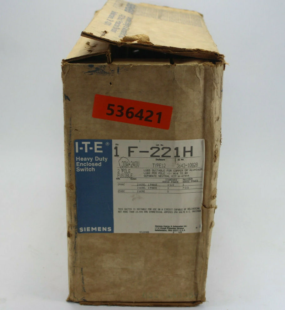 New | in-Stock ITE-Siemens F221H Switchgears California US | Davliegogo LLC #1707908