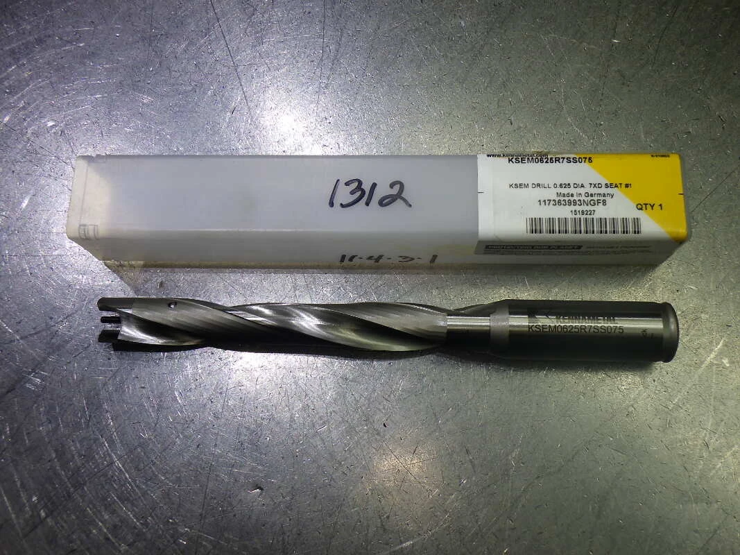Kennametal 5/8" Coolant Thru 7xD Drill 3/4" Shank KSEM0625R7SS075 (LOC1401A)