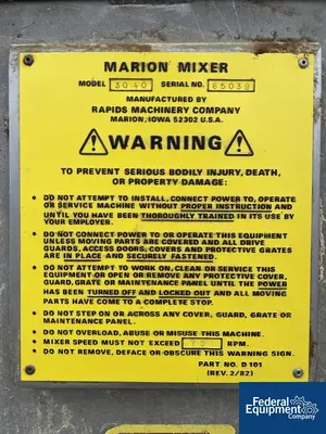 USED Marion Process Solutions 45 Cu Ft Marion Paddle Blender, S/S, Model 3040