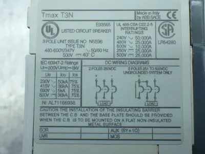 NEW ABB SACE TMAX T3 N 225