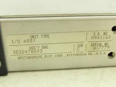 Westinghouse Electric 3D32478G03 Unimate PLC I/O Assembly 17-32 Rack Mount