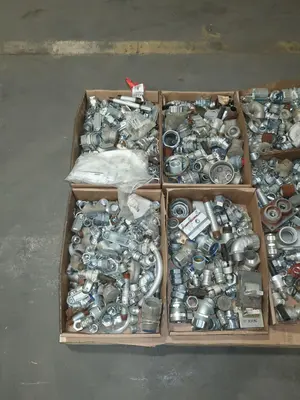 5 PALLETS OF ASSORTED CONDUIT AND CONDUIT FITTINGS, EATON, CROUS HINDS, SQUARE D