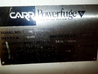 Carr P-12 Powerfuge Separation System, 316L SS.