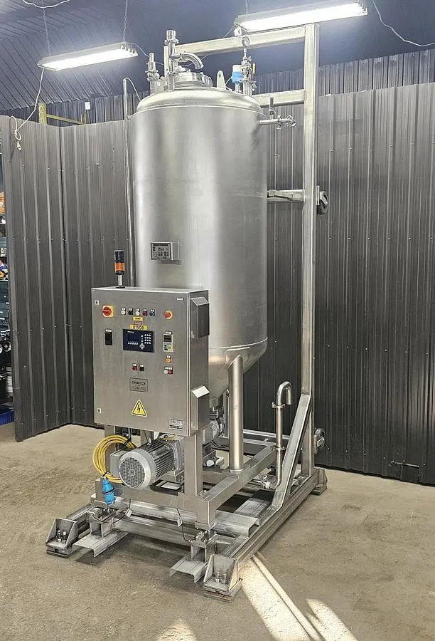 Used 400 Gallon Jacketed Tank (Reactor), With Waukesha Pump & Load Cells, 316 Stainless Steel