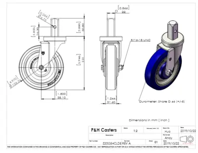 Platter cart Square Stim Swivel Caster & Wheel