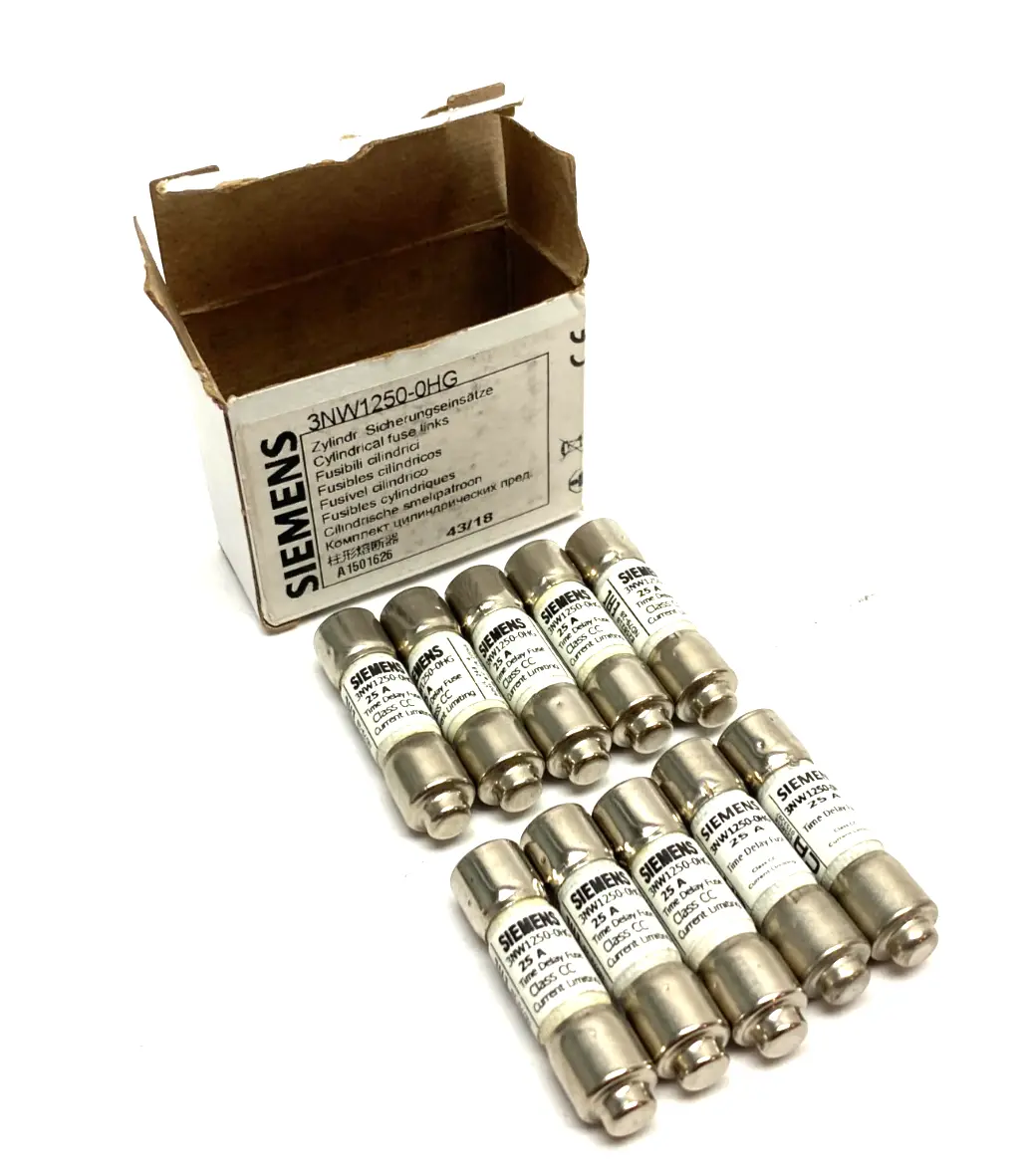 USED SIEMENS SENTRON CYLINDRICAL FUSE, SLOW-BLOW, 25A