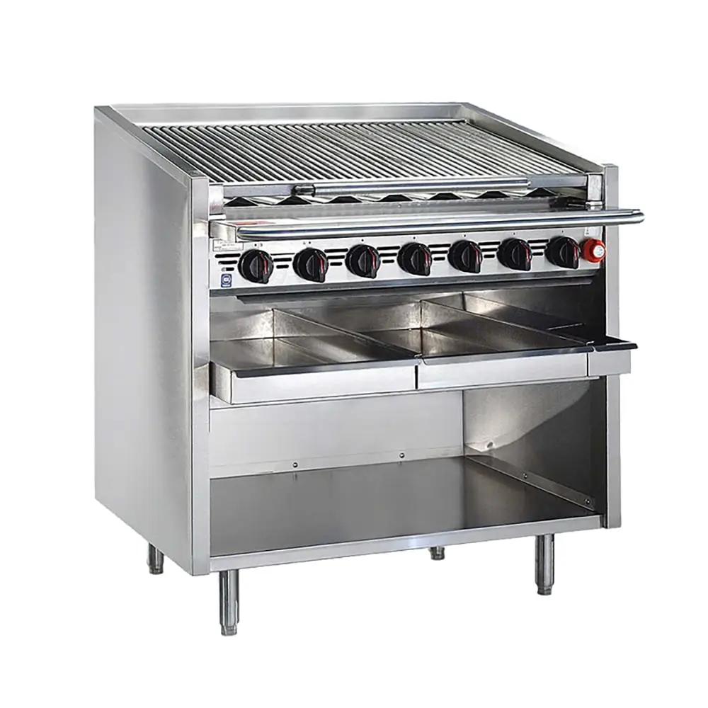 Bakers Pride F-36RS 36" Floor Model Gas Charbroiler W/ Stainless Steel Radiants - (7) Burners, Natural Gas