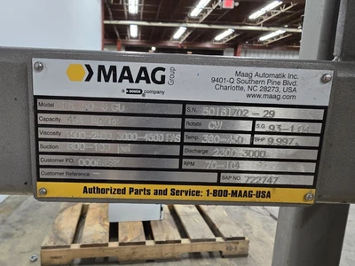 Maag EX50-6-GU Melt Pump, 10 HP