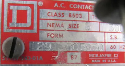 USED SQUARE D 8503-MG0-1 CONTACTOR 300A 60VDC COIL SER A SIZE 5 8503MG01
