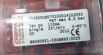 GEMU 650015D8040171-1T1–1502+4242Z1401020 Valve + 4242000Z070102014102030 6C