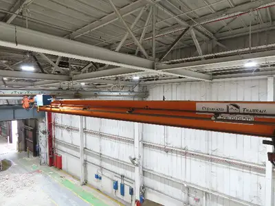 Cleveland Tramrail P&H 2 Ton Single Girder Underhung Bridge Crane 45' 10" Span