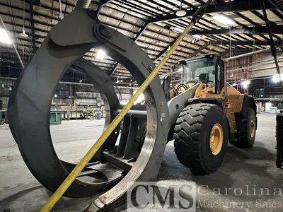 USED 2019 VOLVO L220H LOADER WITH LOG FORKS