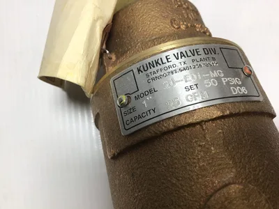 Kunkle 0020-E01-MG0050 Relief Valve Size 1″ Cap 25 GPM 50 PSIG Bronze