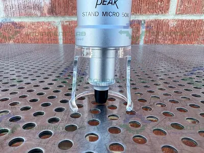 USED BETA PRECISION INDUSTRIES PEAK STAND MICROSCOPE 50X W/ ELECTRONIC RULER 80"