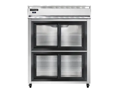 Continental 2RESNSASGDHD 57" Two Section Reach In Refrigerator, (4) Sliding Glass Doors, Top Compressor, 115v