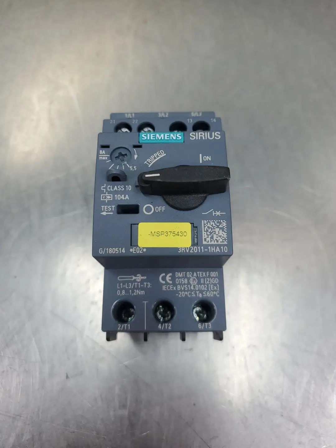 USED Siemens 3RV2011-1HA10 SIRIUS Circuit Breaker.