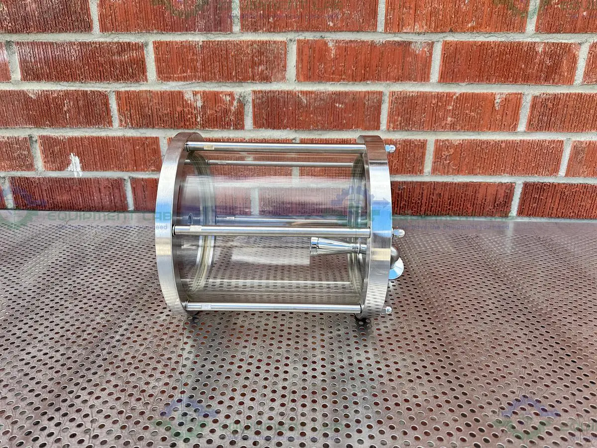 USED L.J STAR CORP. B0870 GLASS SAMPLING COLUMN 7.5 L W/ 2" OD SANITARY FITTING PORT
