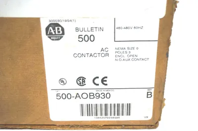 NEW ALLEN BRADLEY 500-AOB930 AC CONTACTOR SER. B 500AOB930