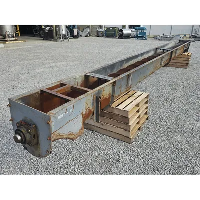 Used 5HP Carbon Steel Industrial Incline Screw Auger Conveyor - 16" Dia. X 28'L
