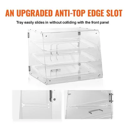 Pastry Display Case, 3-Tier Commercial Countertop Bakery Acrylic Display Case - 20.7" wide