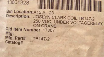 NEW JOSLYN CLARK TB1147-2 COIL TB1472