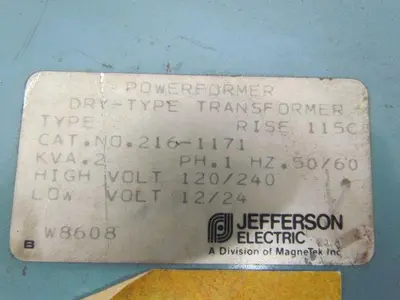 Jefferson Electric 216-1171 PowerFormer Dry-Type Transformer 1 PH 120/240V 2 KVA