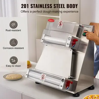 Pizza Dough Roller Sheeter, adjustable  3"  to 15" Inch Automatic Commercial Pizza Press