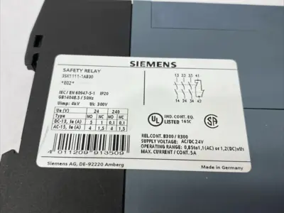 USED SIEMENS SIRIUS SAFETY RELAY STD RELAYS 3NO+1NC, SCREW TERMINAL