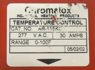 CHROMALOX AR-115KC TEMPERATURE CONTROL 277VAC, 30A, AR115KC REPAIRED