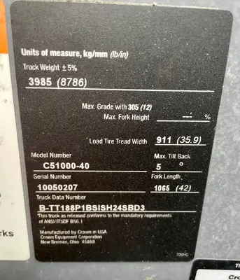 Used 2017 CROWN C51000-40 Liquid Propane Forklifts Texas US | TB Forklifts #1274931