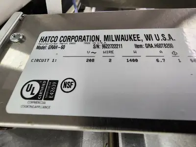 Used Hatco Used Hatco GRAH-60 60" High Watts Infrared Strip Food Warmer - Heat Lamp 208V 1400W Heat Lamps (Food) Illinois US | Falcon Restaurant Supply #1376655
