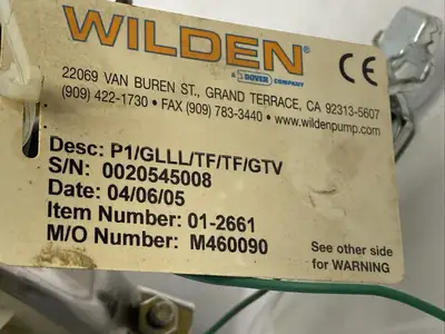 Used Wilden Dover P1/GLLL/TF/TF/GTV, 01-2661 Diaphragm Pumps Michigan US | Maverick Industrial Sales #1398028