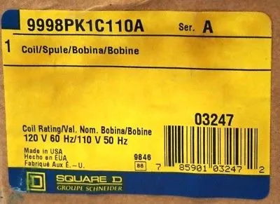 2 NEW SQUARE D 9998PK1C110A COILS SER.A 110/120V 50/60HZ