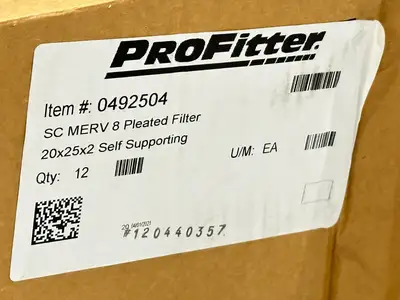 0492504 | ProFitter  MERV 8 SF ProFitter Air Filter 20"H x 25"W x 2"D BOX OF 12 - Open box
