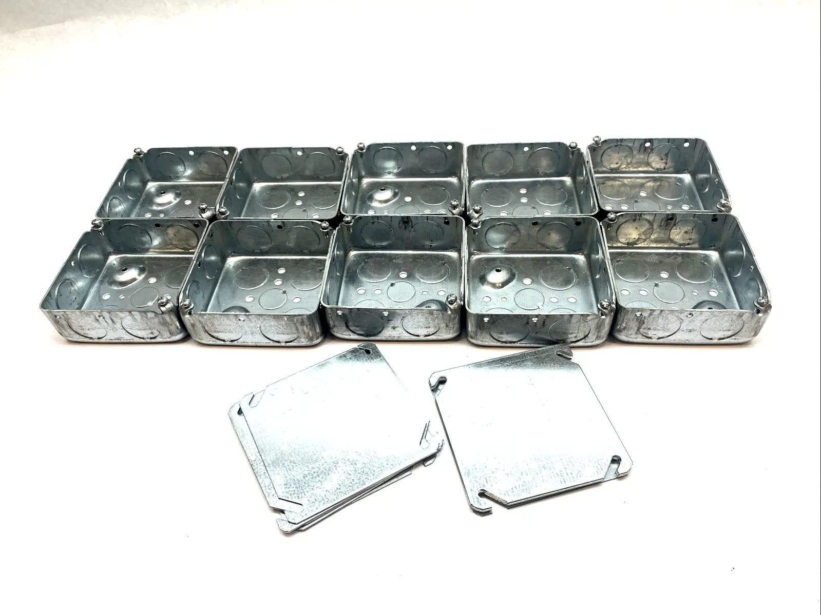 USED HUBBELL 4" SQUARE STEEL BOX 2-1/8" DEEP LOT OF 10