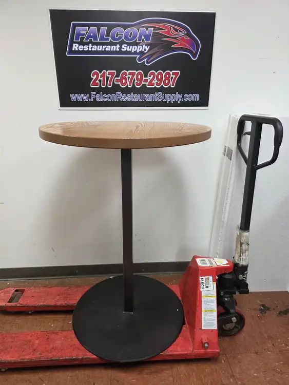 Used Falcon Restaurant Supply, Inc. Used 30" Round Wood Bar Height Table with Base - FG9 Restaurant Equipment (Miscellaneous) Illinois US | Falcon Restaurant Supply #1373569